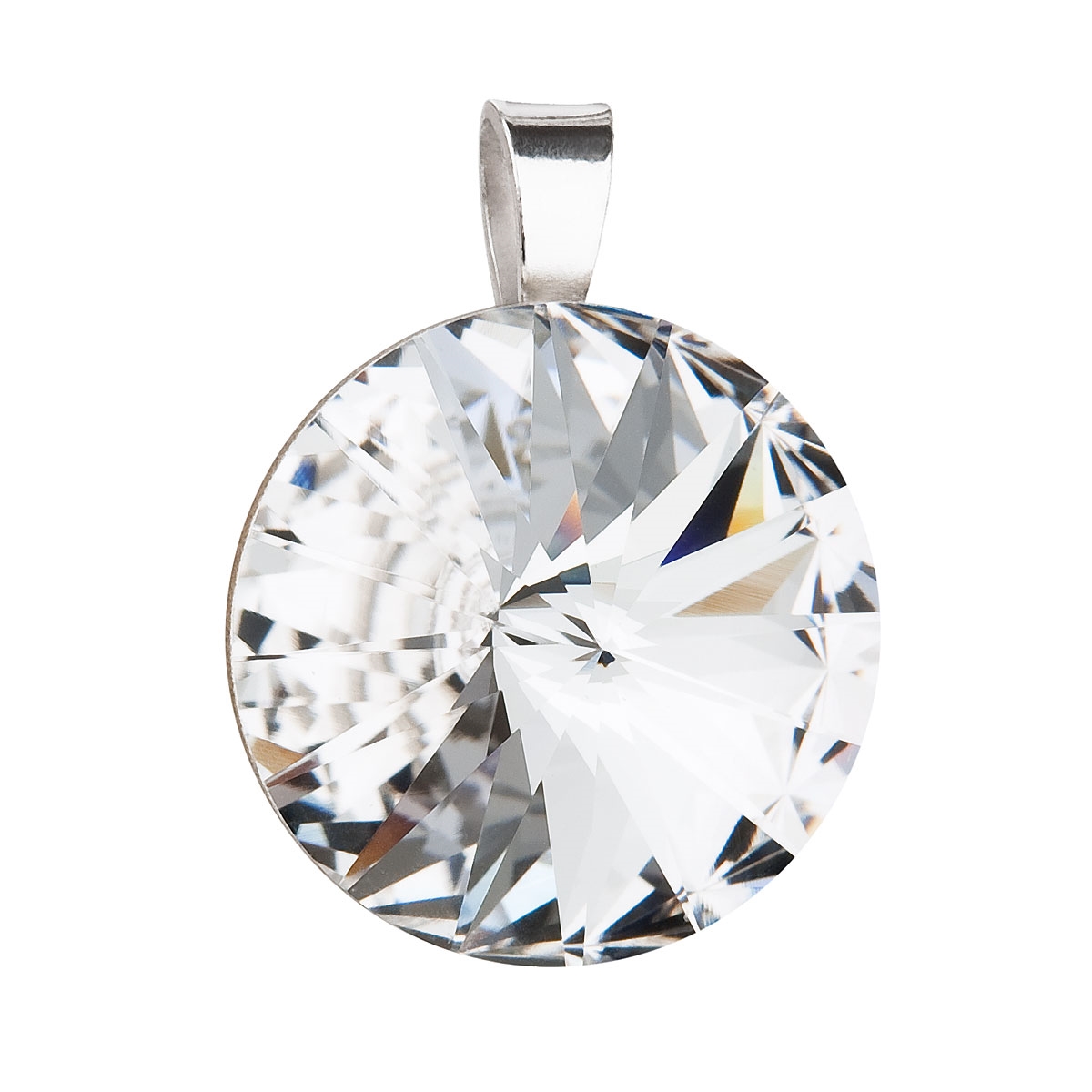 Strieborný okrúhly prívesok rivoli Crystals from Swarovski ® Crystal