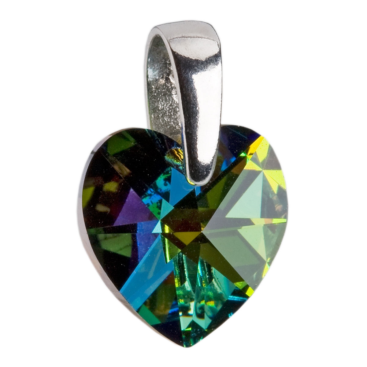 Strieborný prívesok srdce Crystals from Swarovski ® Green