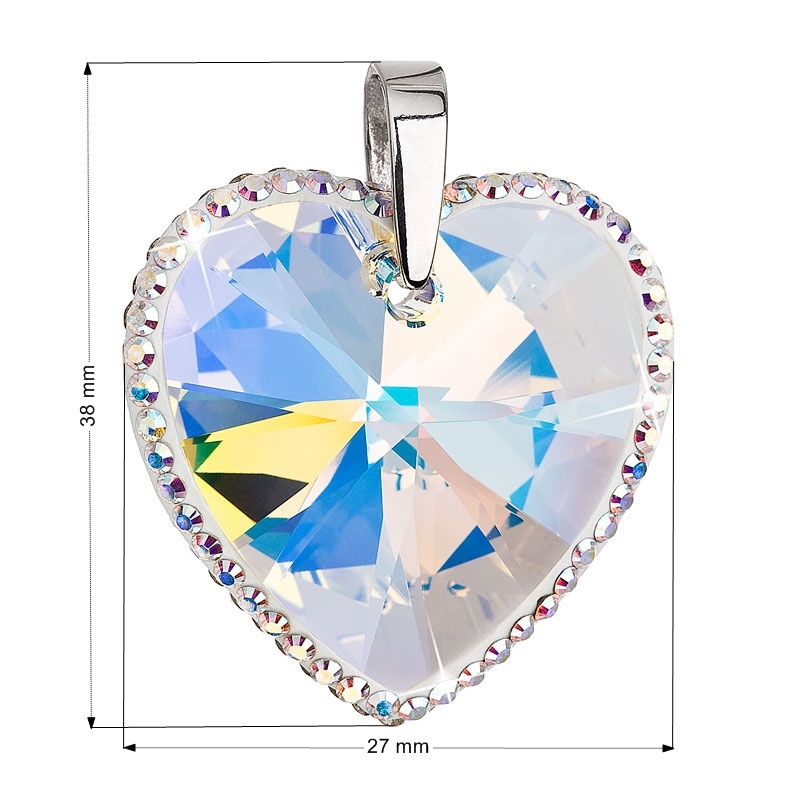Strieborný prívesok srdce Crystals from Swarovski ® AB