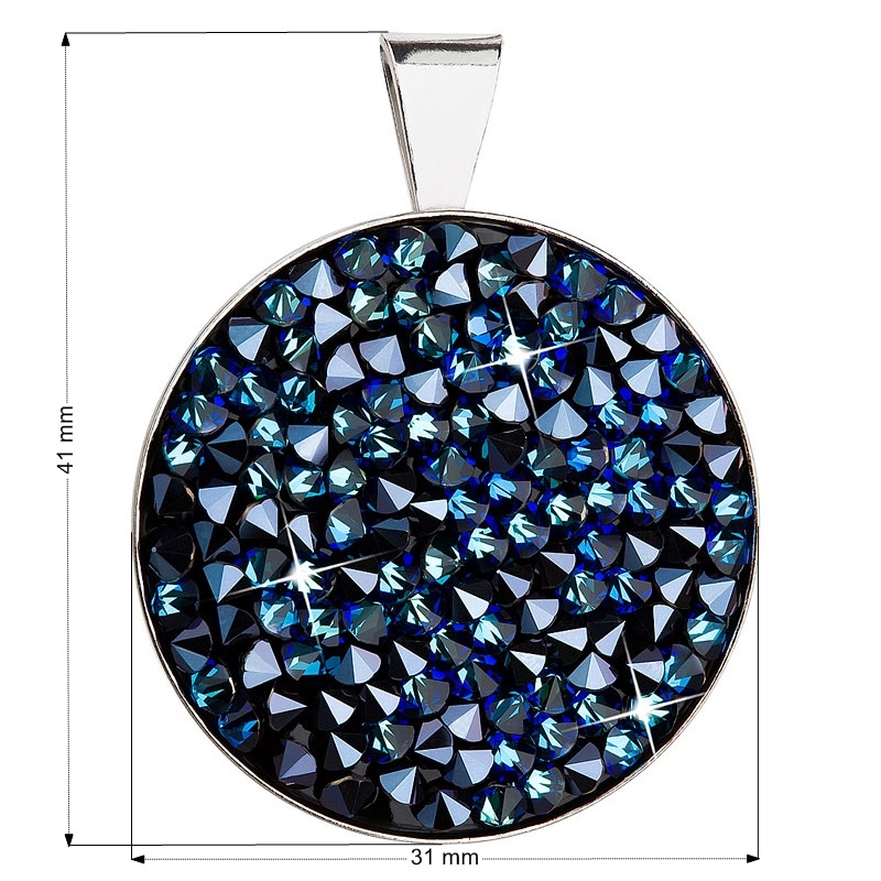 Strieborný prívesok ROCKS Crystals from Swarovski ® Bermuda Blue