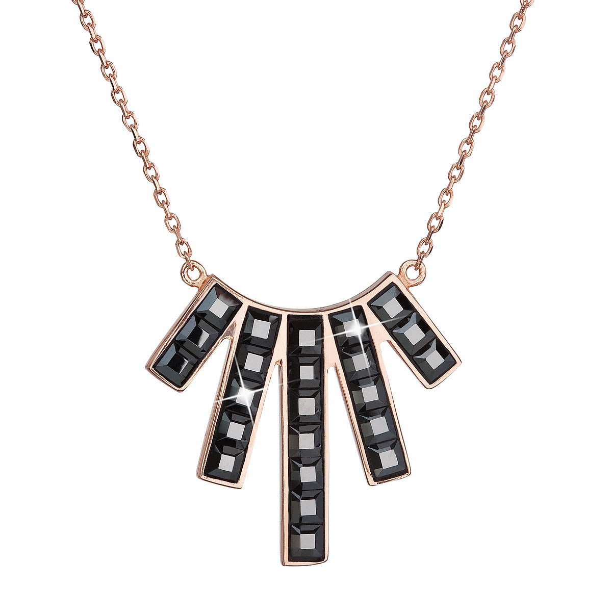 Pozlátený strieborný náhrdelník s kryštálmi Crystals from Swarovski ® Black