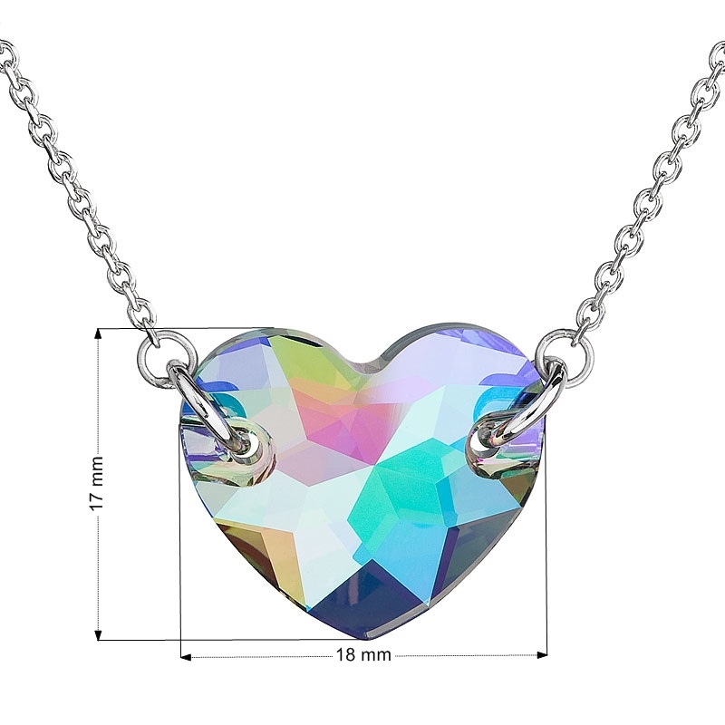 Strieborný náhrdelník srdce Crystals from Swarovski ® zelenofialový