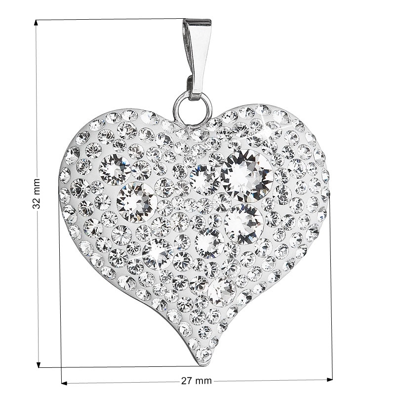 Strieborný prívesok srdce s kryštálmi Crystals from Swarovski ®, Crystal