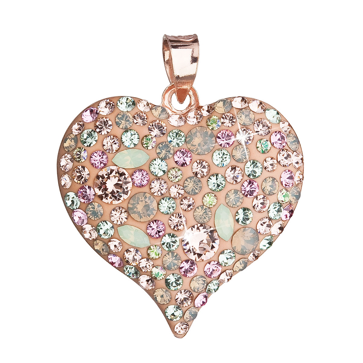 Strieborný prívesok srdce s kryštálmi Crystals from Swarovski ®, Vintage Peach