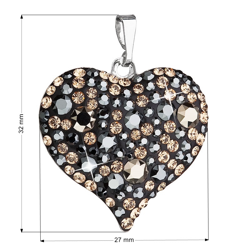 Strieborný prívesok srdce s kryštálmi Crystals from Swarovski ®, Colorado