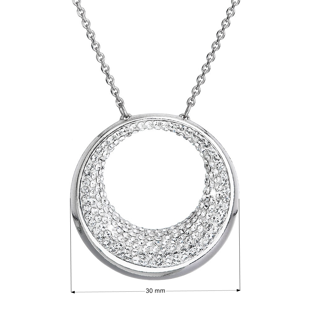 Strieborný náhrdelník kruh s kryštálmi Crystals from Swarovski ®