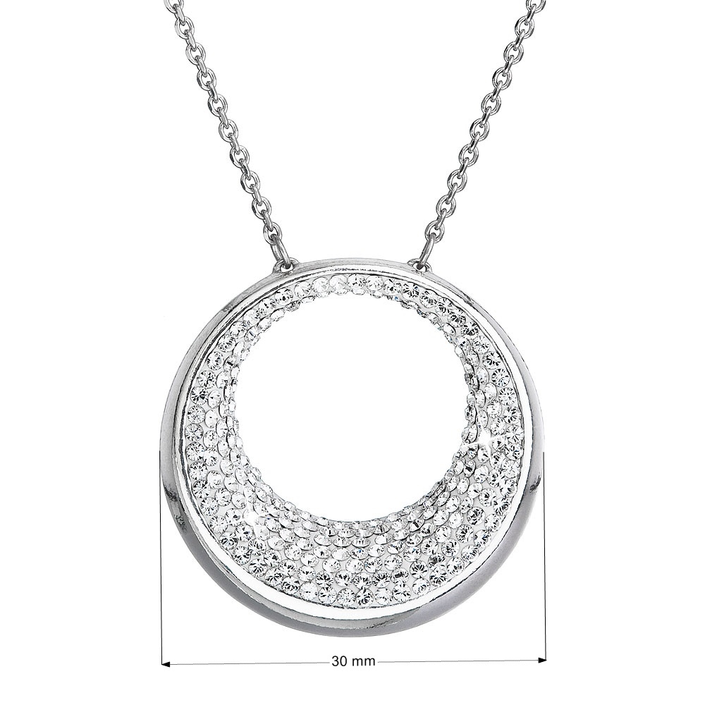 Strieborný náhrdelník kruh s kryštálmi Crystals from Swarovski ®
