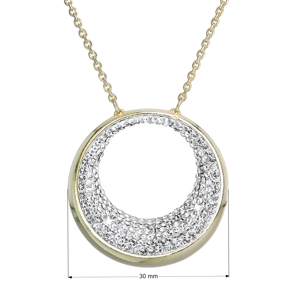 Pozlátený strieborný náhrdelník kruh s kryštálmi Crystals from Swarovski ® Crystal