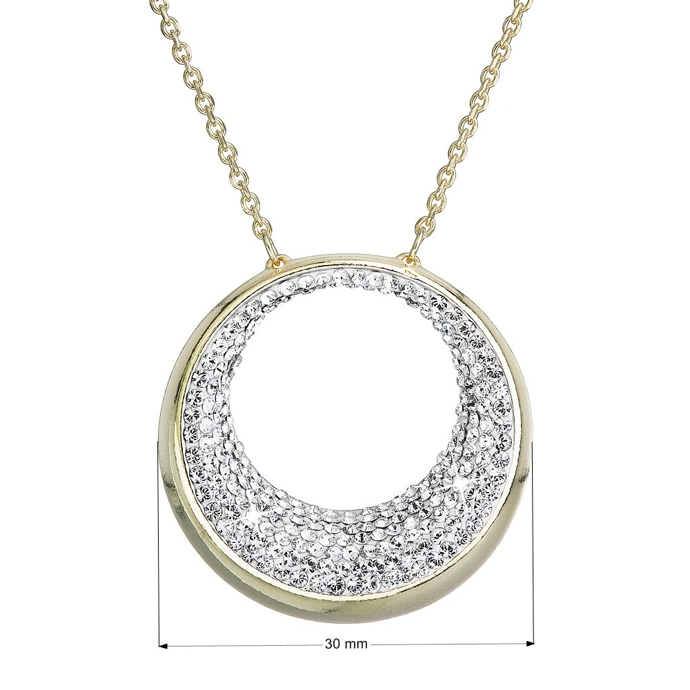 Pozlátený strieborný náhrdelník kruh s kryštálmi Crystals from Swarovski ® Crystal