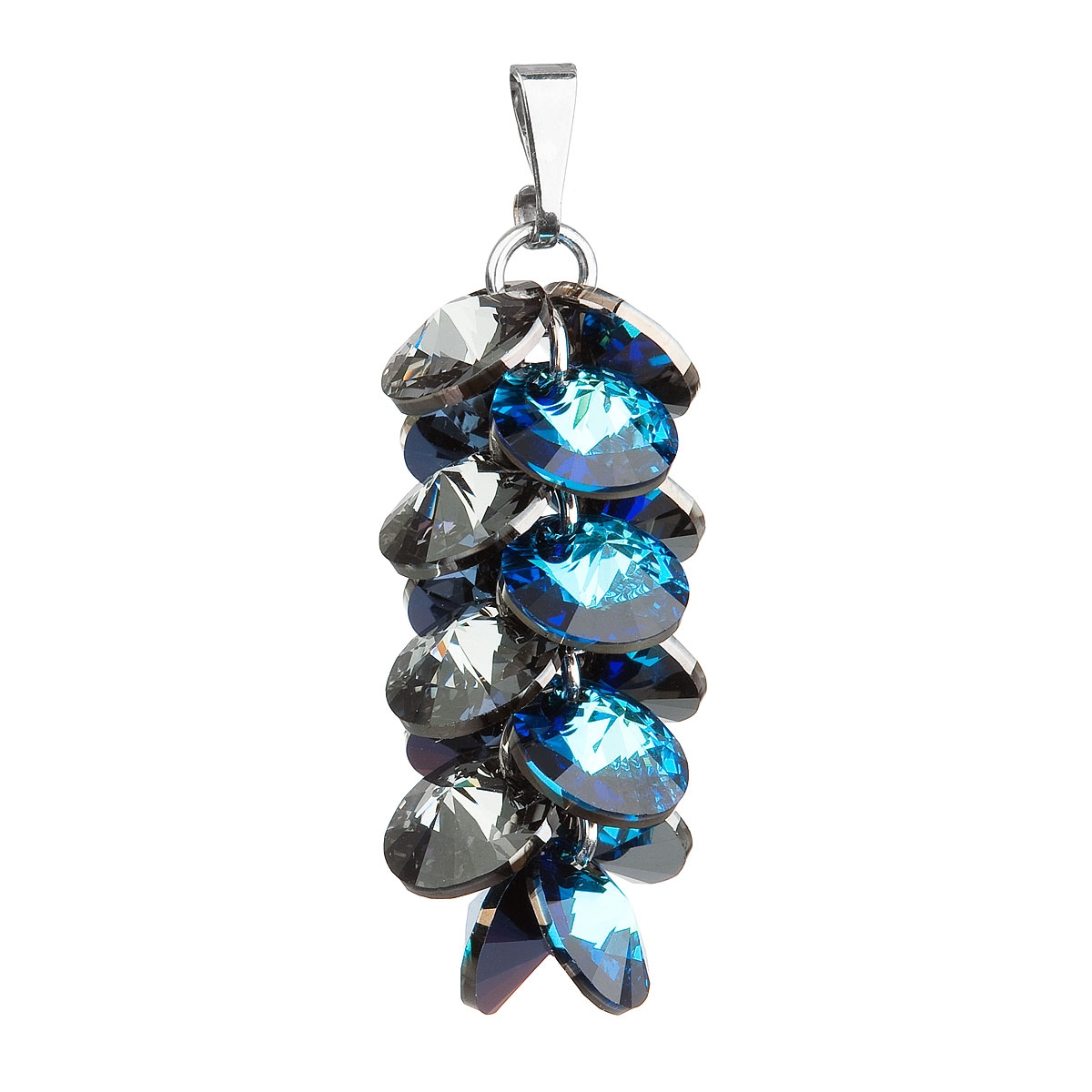 Strieborný prívesok strapec Crystals from Swarovski ® Blue