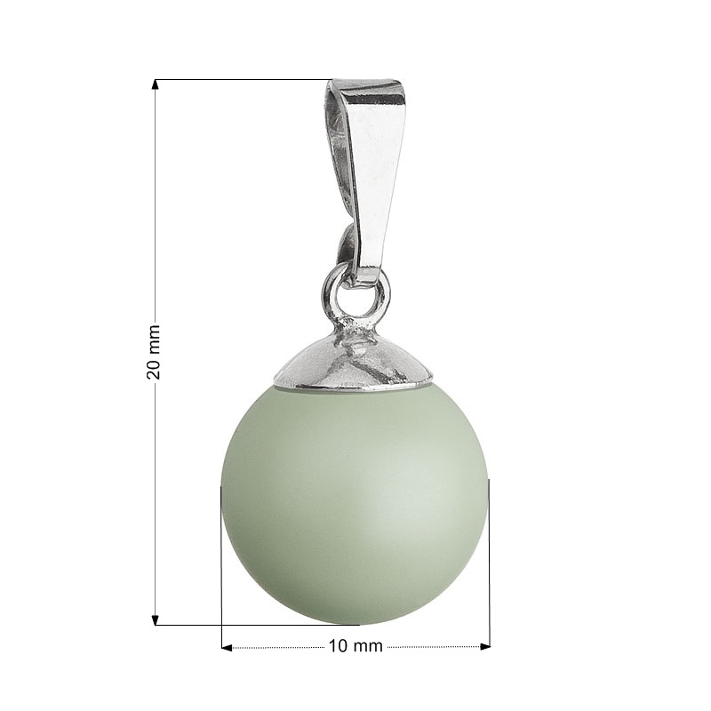 Strieborný prívesok so zelenou pastelovú perlou Crystals from Swarovski ®