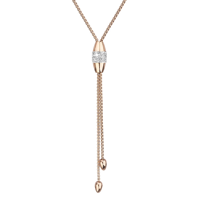 Pozlátený oceľový náhrdelník posuvný s kryštálmi Crystals from Swarovski ®