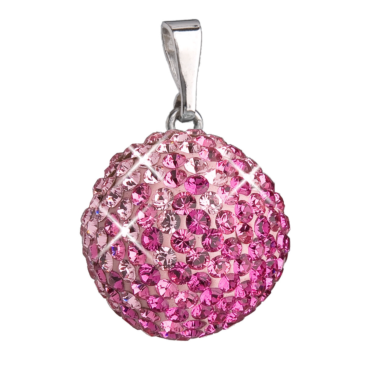Strieborný prívesok guľa s kryštálmi Crystals from Swarovski ®, Pink