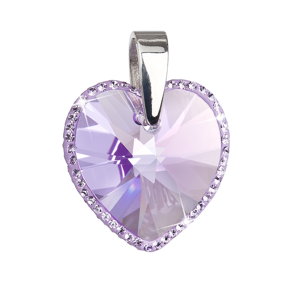 Strieborný prívesok srdce Crystals from Swarovski ® viola