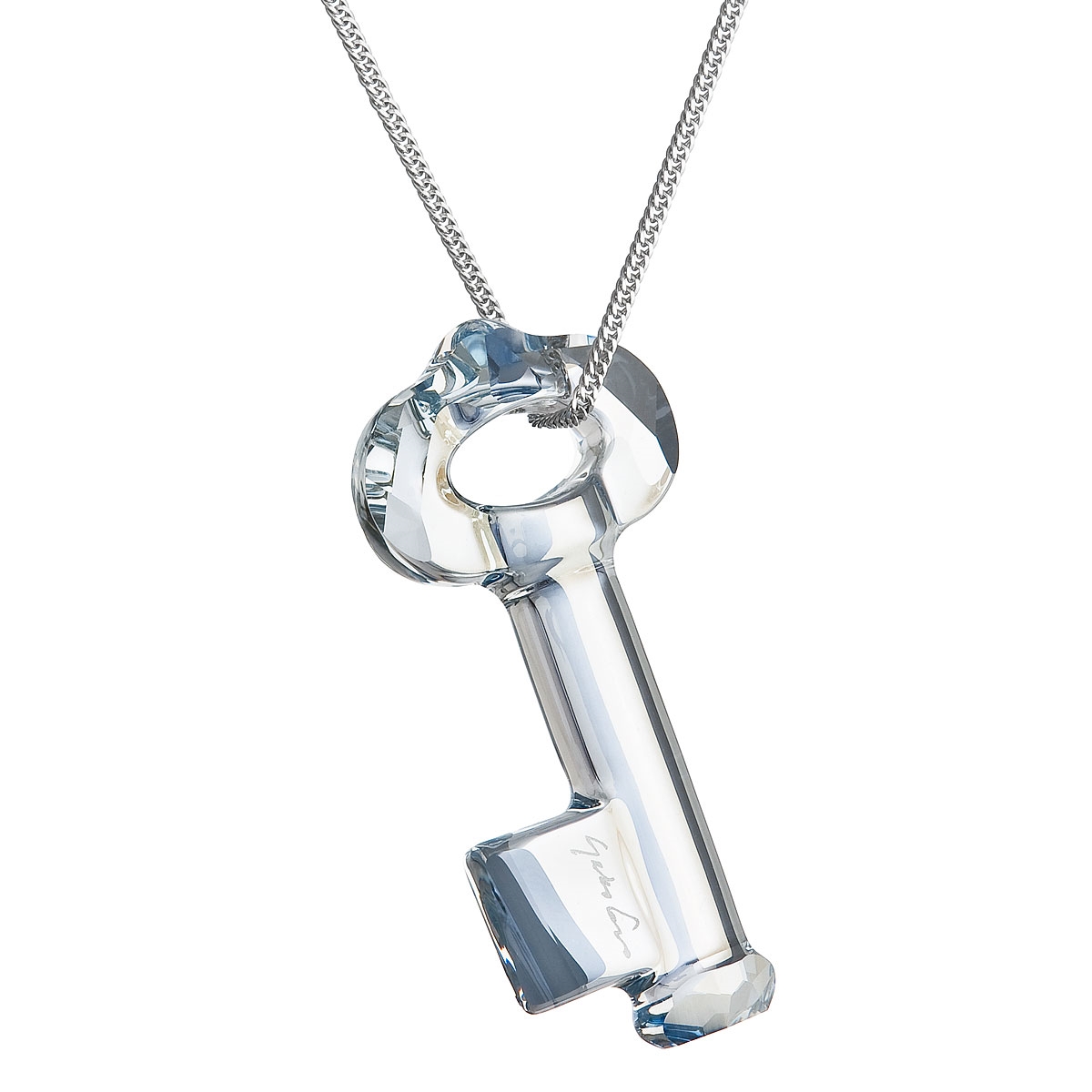 Strieborný náhrdelník s kľúčikom Crystals from Swarovski ® Blue Sade