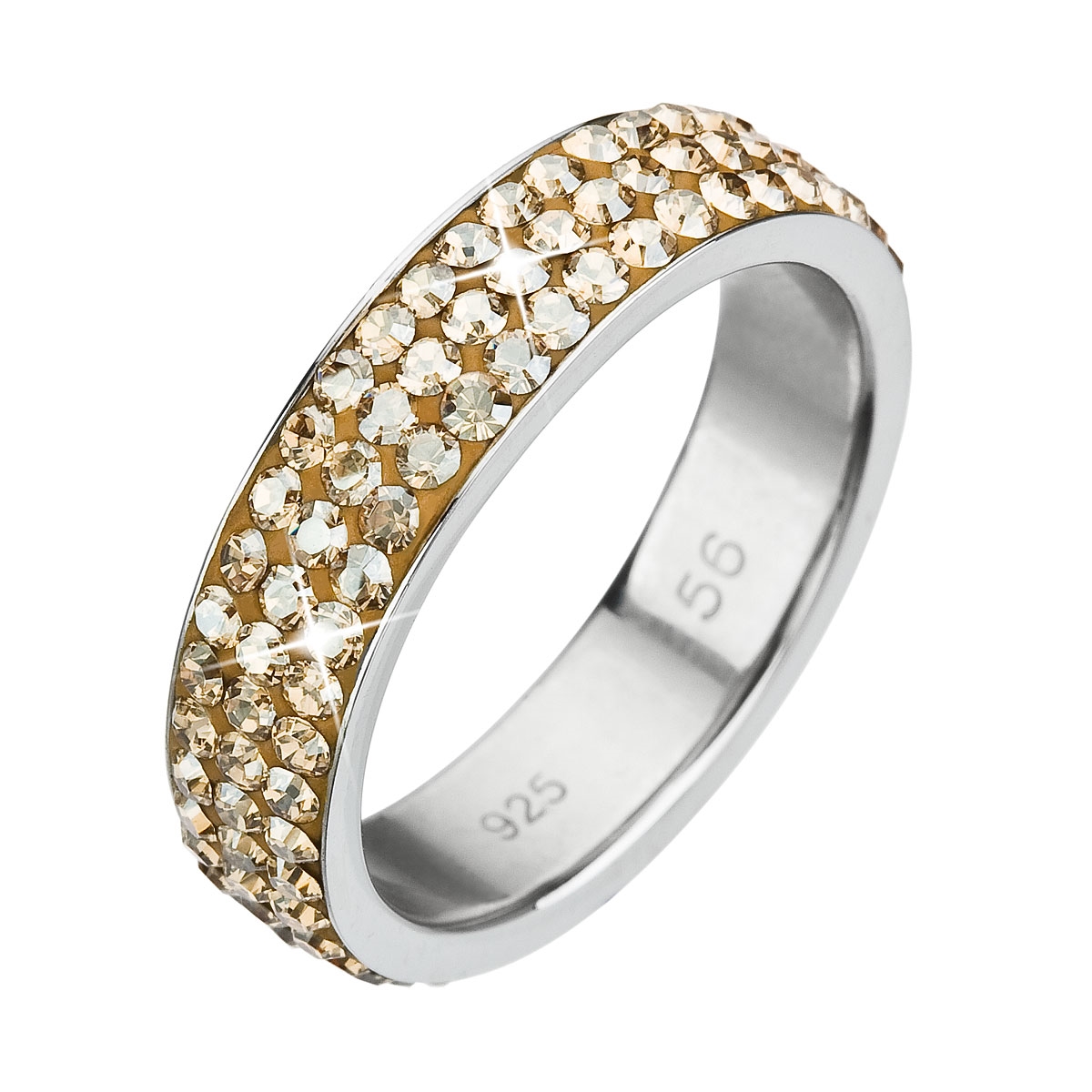 Strieborný prsteň s kryštálmi Swarovski Gold