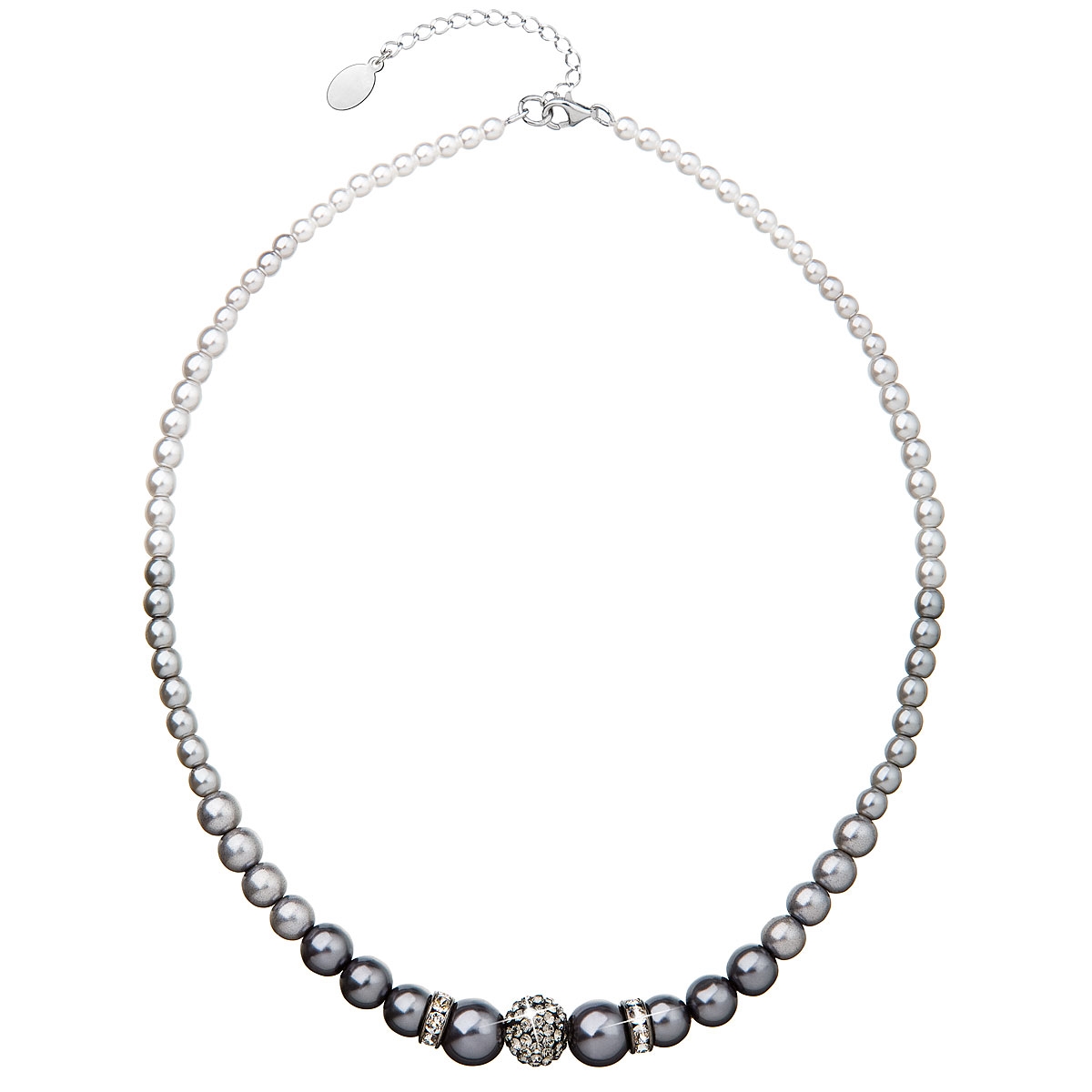 Perlový náhrdelník šedý