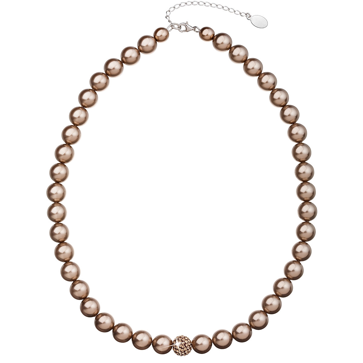 Hnědý perlový náhrdelník Crystals from Swarovski® EG4028