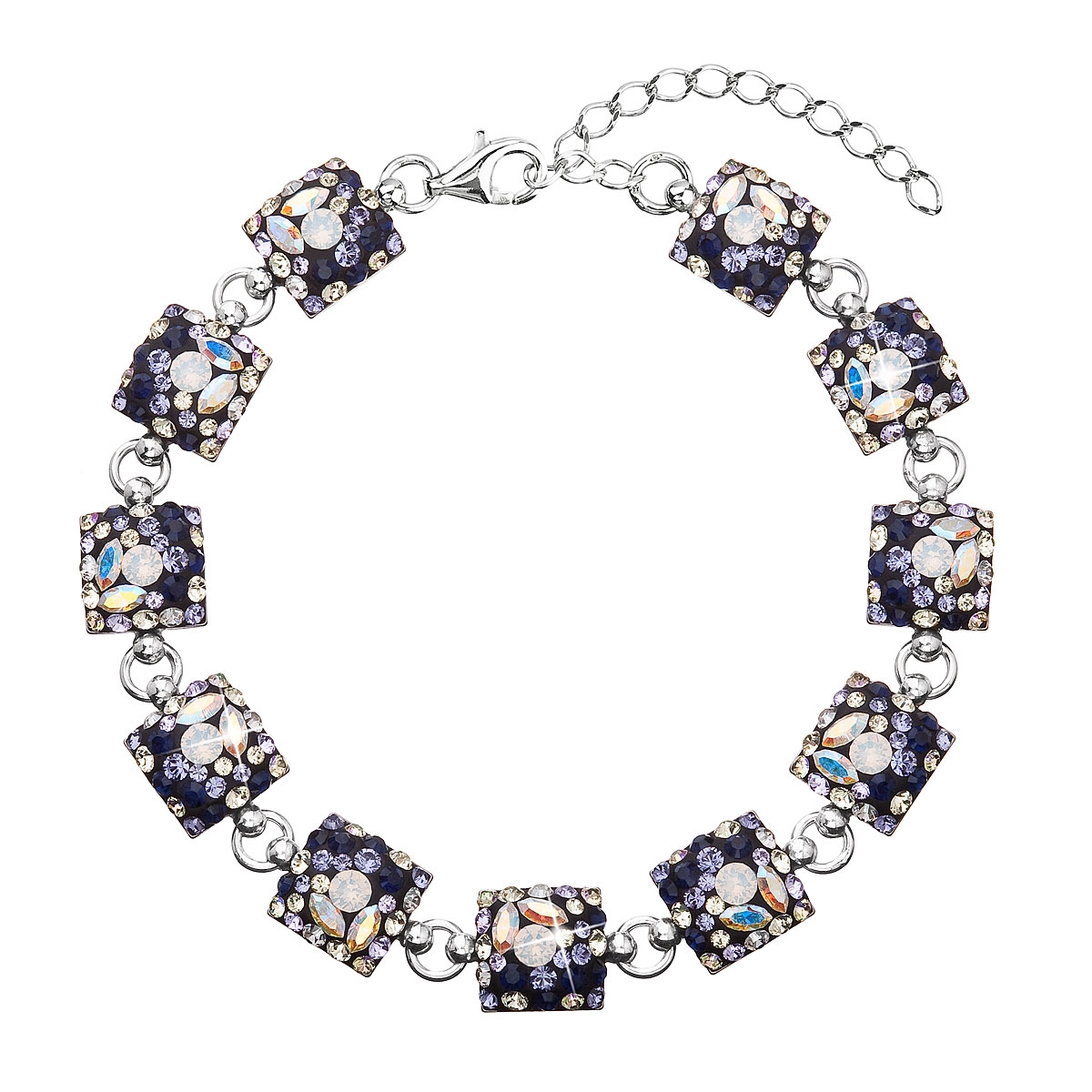 Strieborný náramok s kryštálmi Crystals from Swarovski ®, Indigo