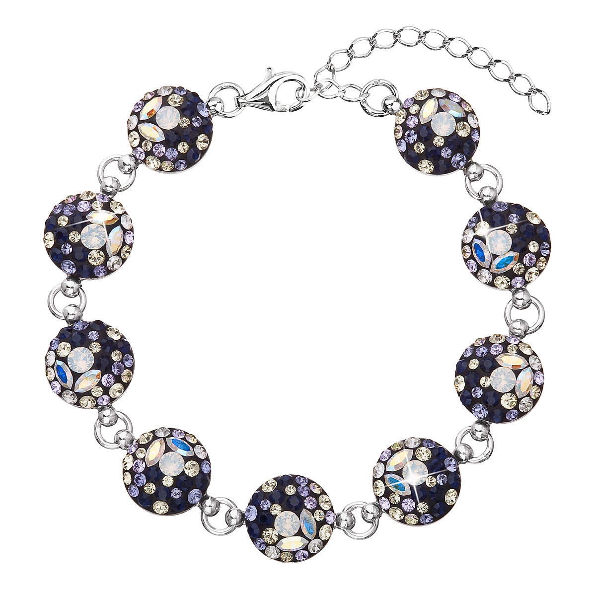 Strieborný náramok s kryštálmi Crystals from Swarovski ®, Indigo