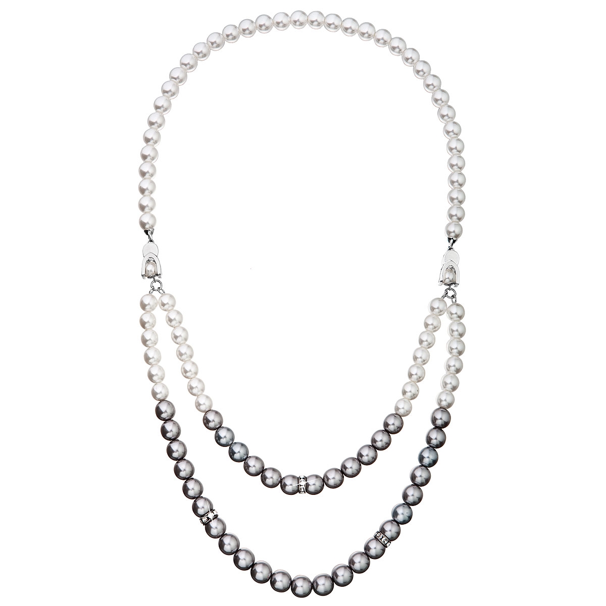 Perlový náhrdelník bielo-šedý