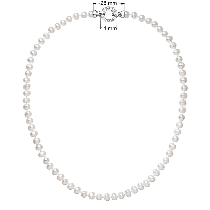 Perlový náhrdelník z pravých říčních perel bílý EG4206