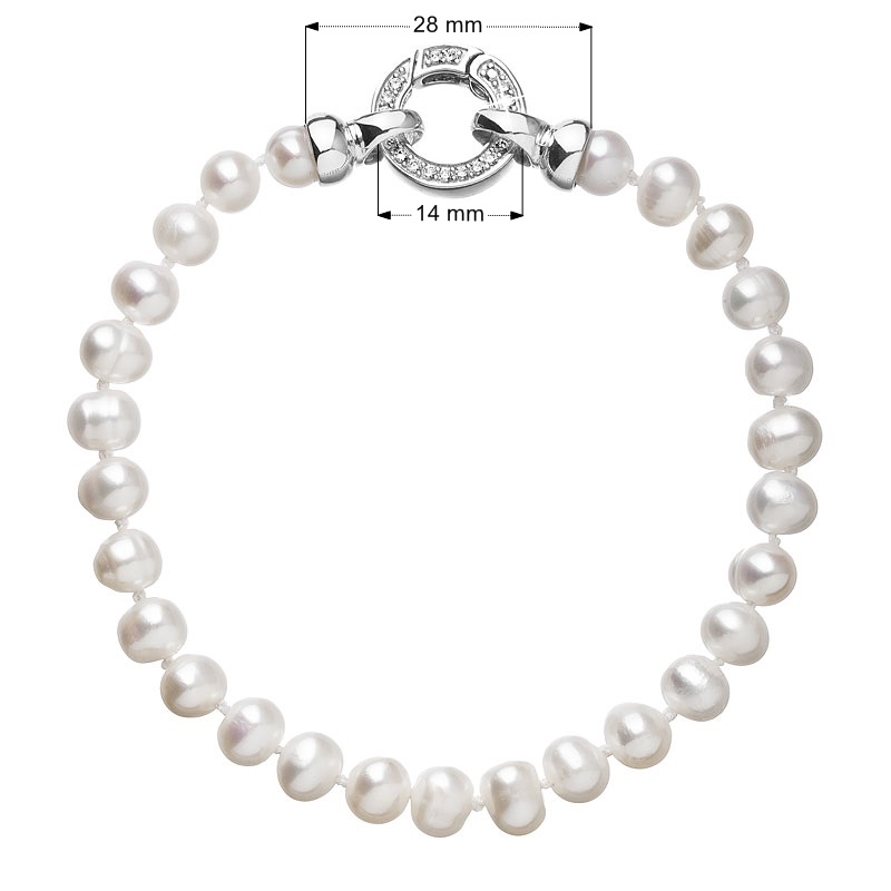 Perlový náramek z pravých říčních perel bílý EG7100