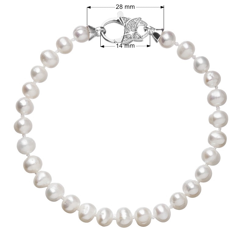 Perlový náramek z pravých říčních perel bílý EG7101