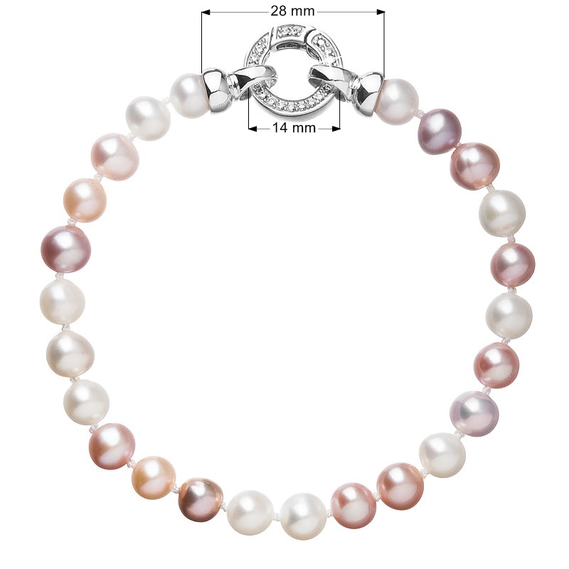 Perlový náramek z pravých říčních perel mix barev EG7106