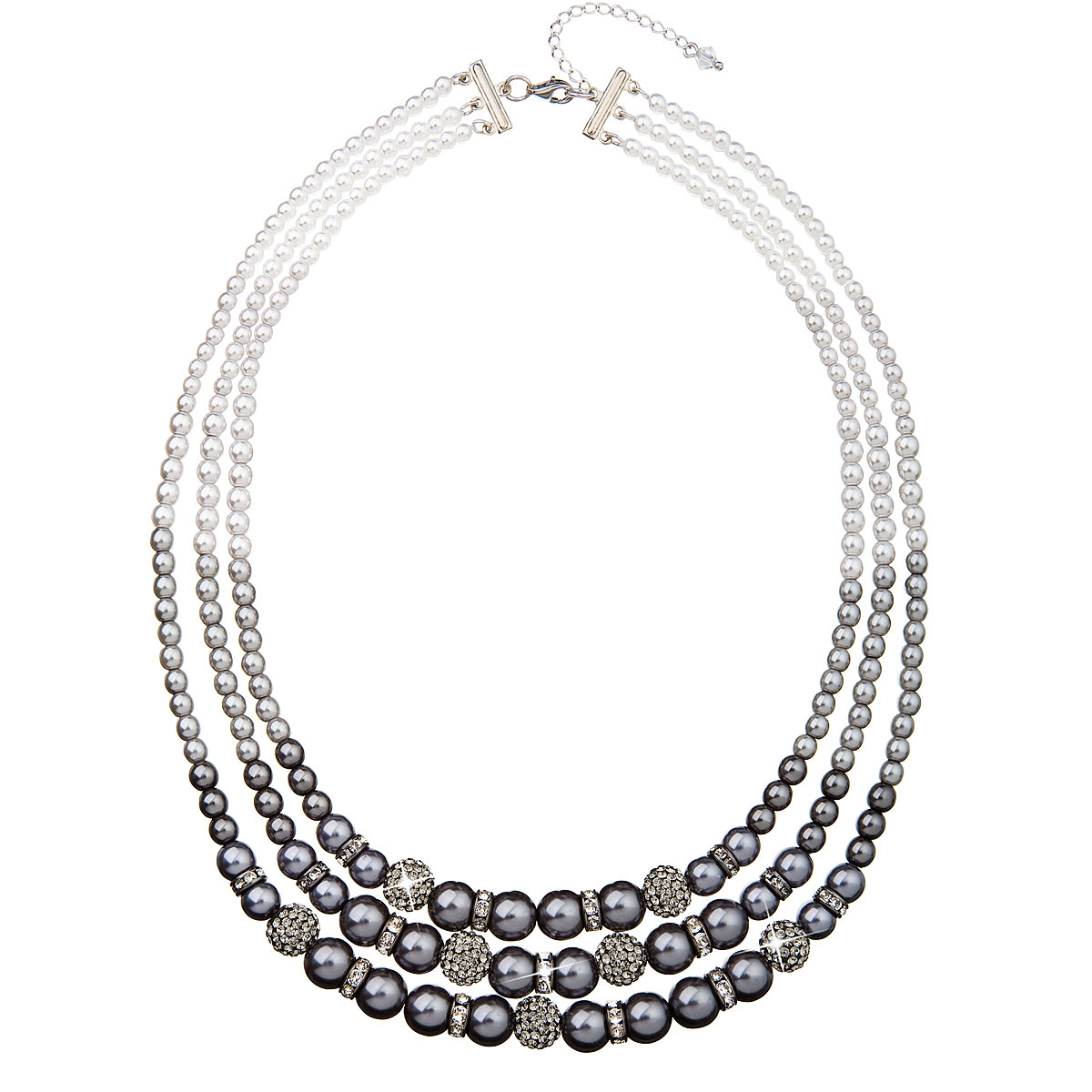 Trojitý perlový náhrdelník Crystals from Swarovski® šedý EG4032