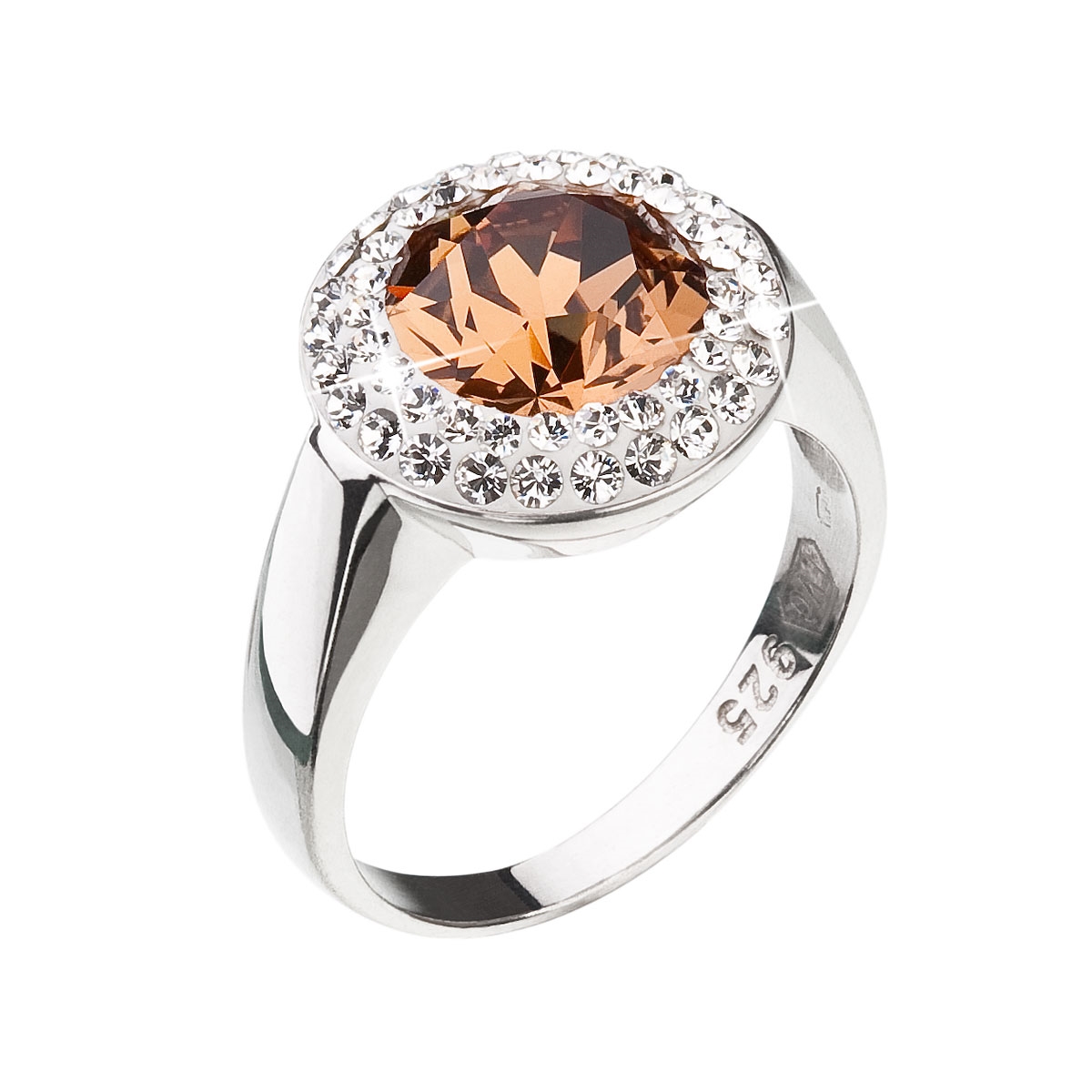 Strieborný prsteň Crystals from Swarovski ®, Orange