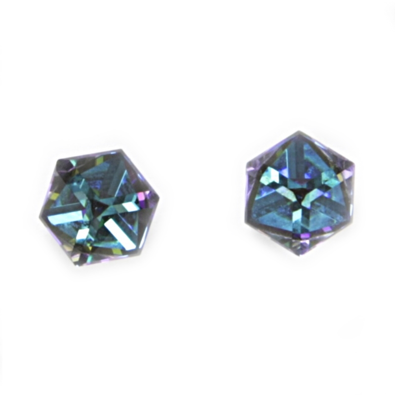 Strieborné náušnice s kockami Crystals from SWAROVSKI®, Bermuda Blue