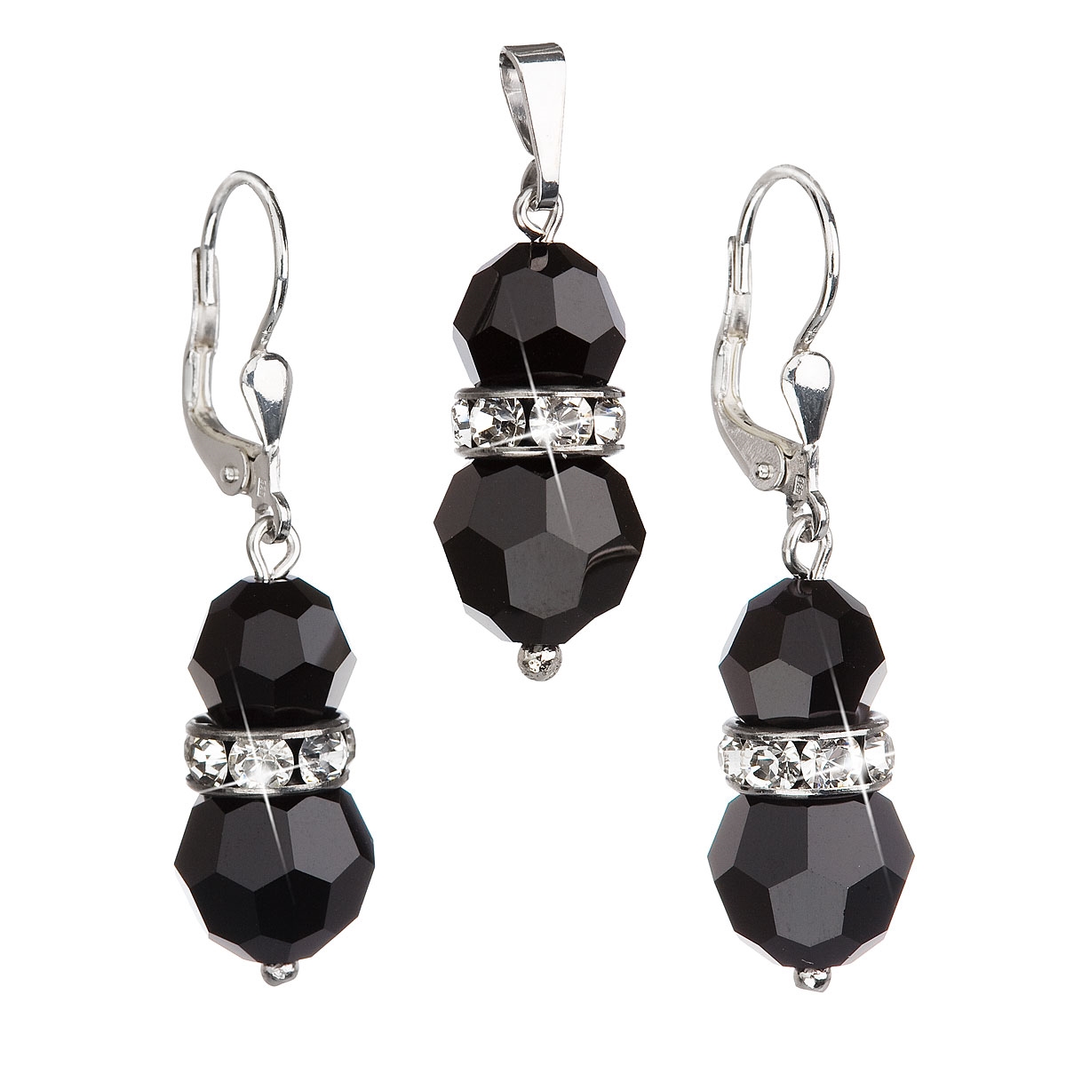 Sada šperkov s čiernymi kameňmi Crystals from Swarovski ®