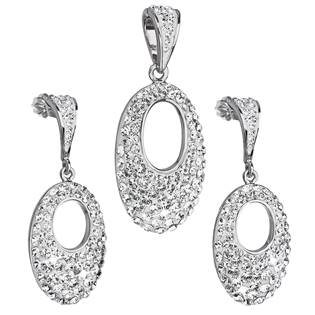 EVOLUTION GROUP CZ Sada stříbrných šperků ovál Crystals from Swarovski® Crystal - 39075.1