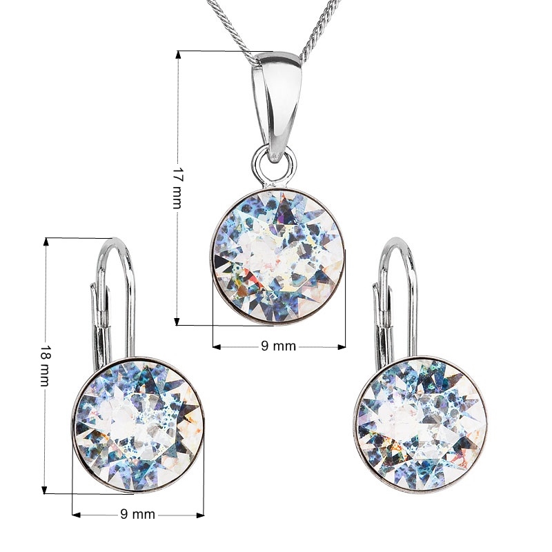 Sada strieborných šperkov s kameňmi Crystals from Swarovski ® White Patina