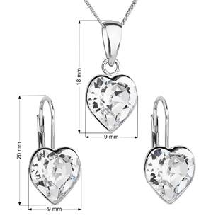 EVOLUTION GROUP CZ Sada stříbrných šperků se srdíčky Crystals from Swarovski® Crystal - 39141.1