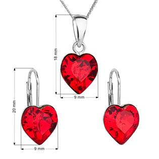 EVOLUTION GROUP CZ Sada stříbrných šperků se srdíčky Crystals from Swarovski® Siam - 39141.3
