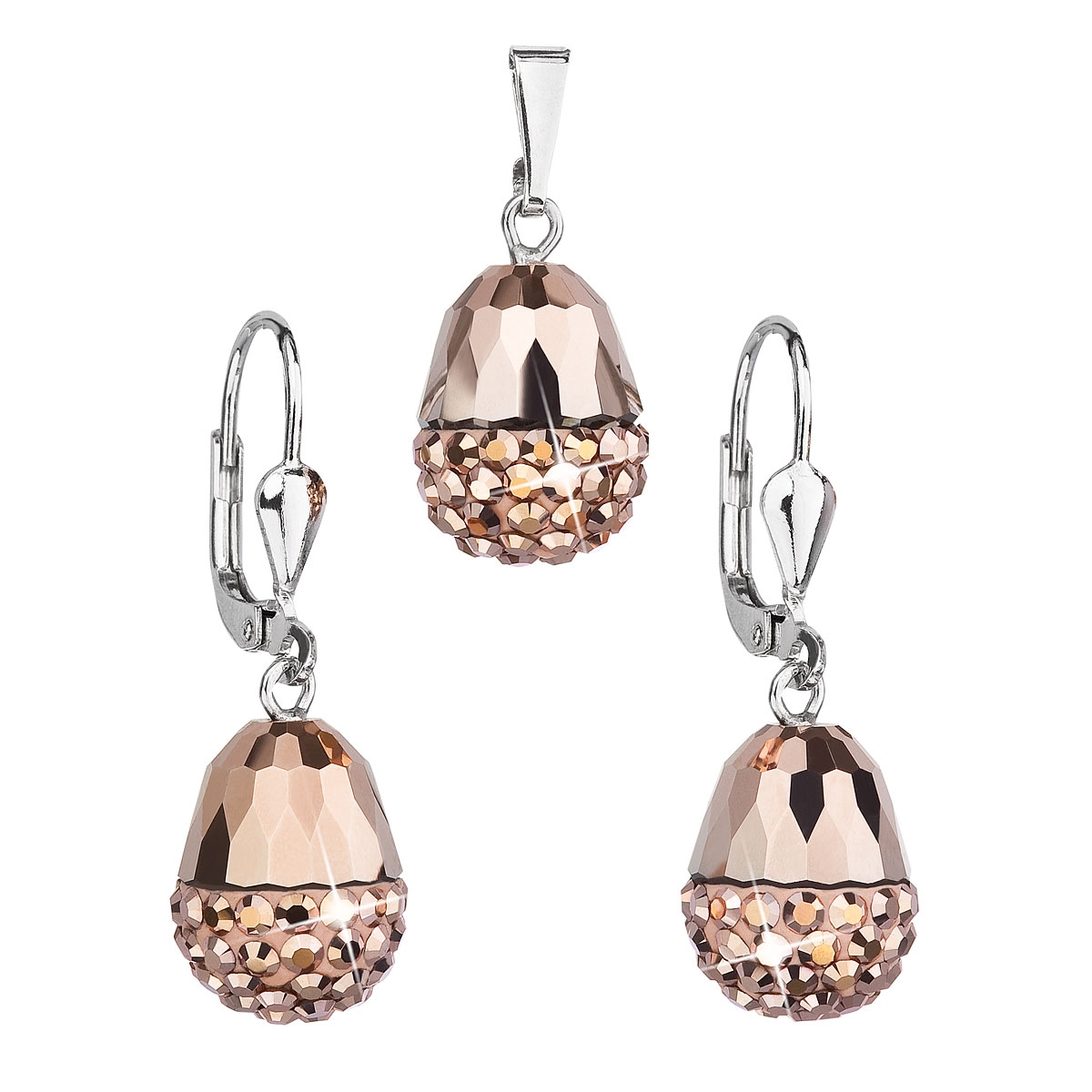 Sada strieborných šperkov s kameňmi Crystals from Swarovski ® Rose zlaté
