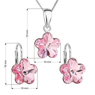 EVOLUTION GROUP CZ Sada stříbrných šperků s kytičkami Crystals from Swarovski® Rose - 39143.3