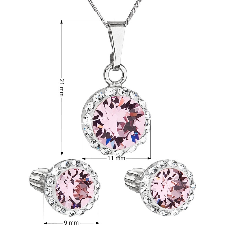 Sada náušníc a prívesku s kamienkami Crystals from Swarovski ® Rose