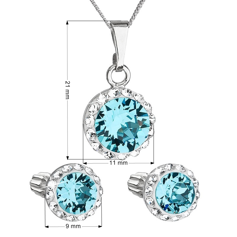 Sada náušníc a prívesku s kamienkami Crystals from Swarovski ® Aquamarine