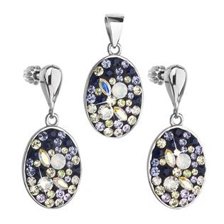 EVOLUTION GROUP CZ Sada stříbrných šperků oválky s kamínky Crystals from Swarovski® - 39150.3