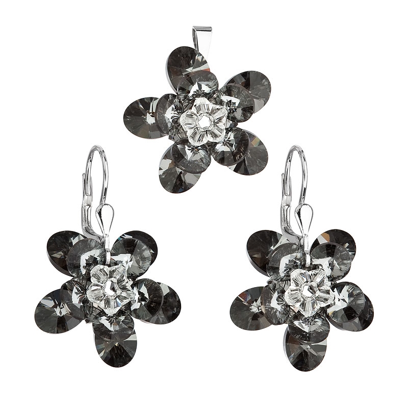 Sada pozlátených šperkov s kameňmi Crystals from Swarovski ® Grey