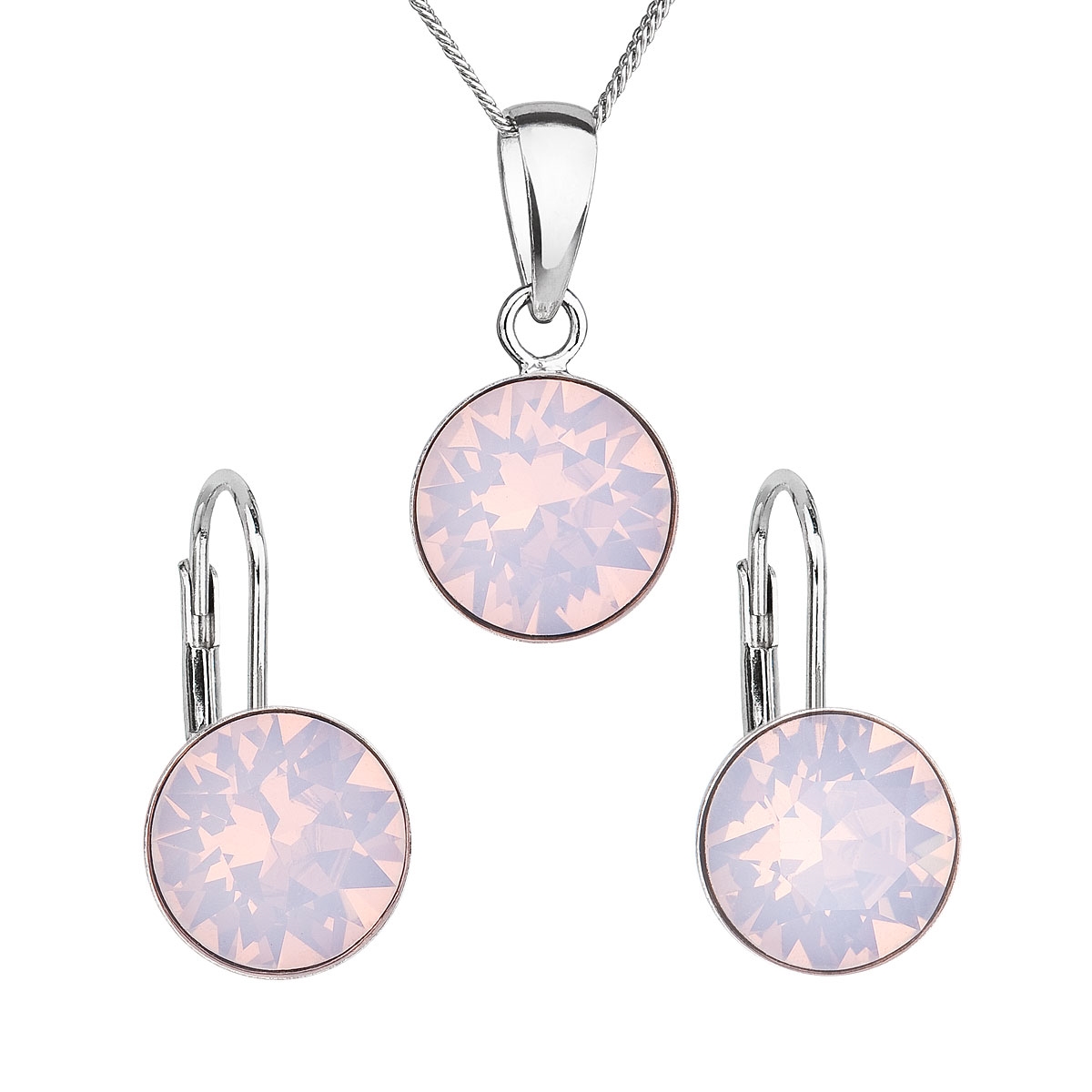 Sada strieborných šperkov s kameňmi Crystals from Swarovski ® Rose Opal