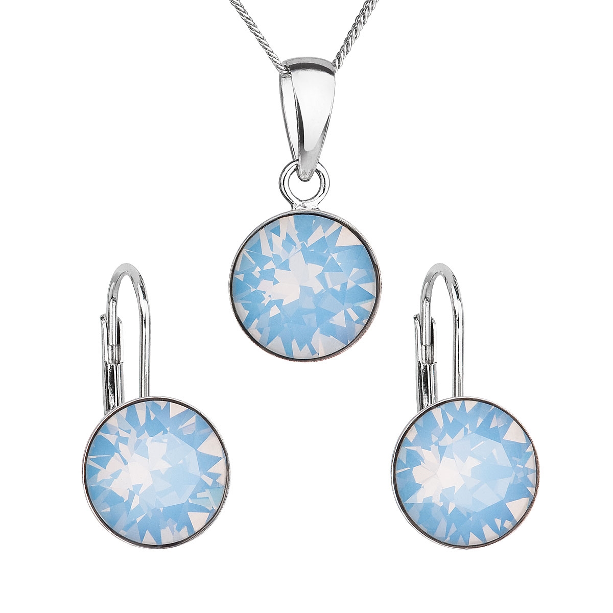 Sada strieborných šperkov s kameňmi Crystals from Swarovski ® Blue Opal
