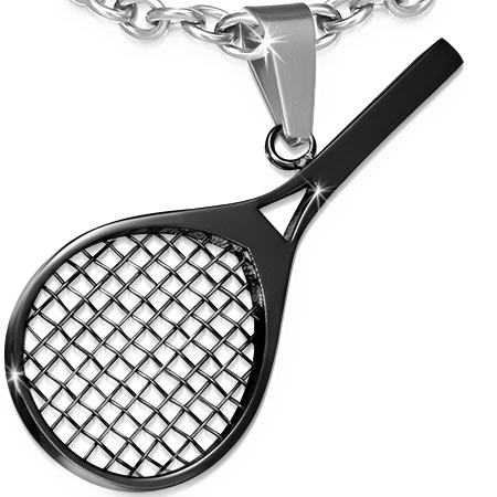 Oceľový prívesok - tenisová raketa čierna