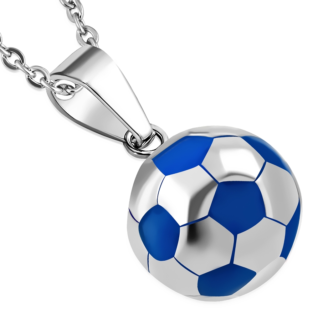 Oceľový prívesok - futbalová lopta modrý 12 mm
