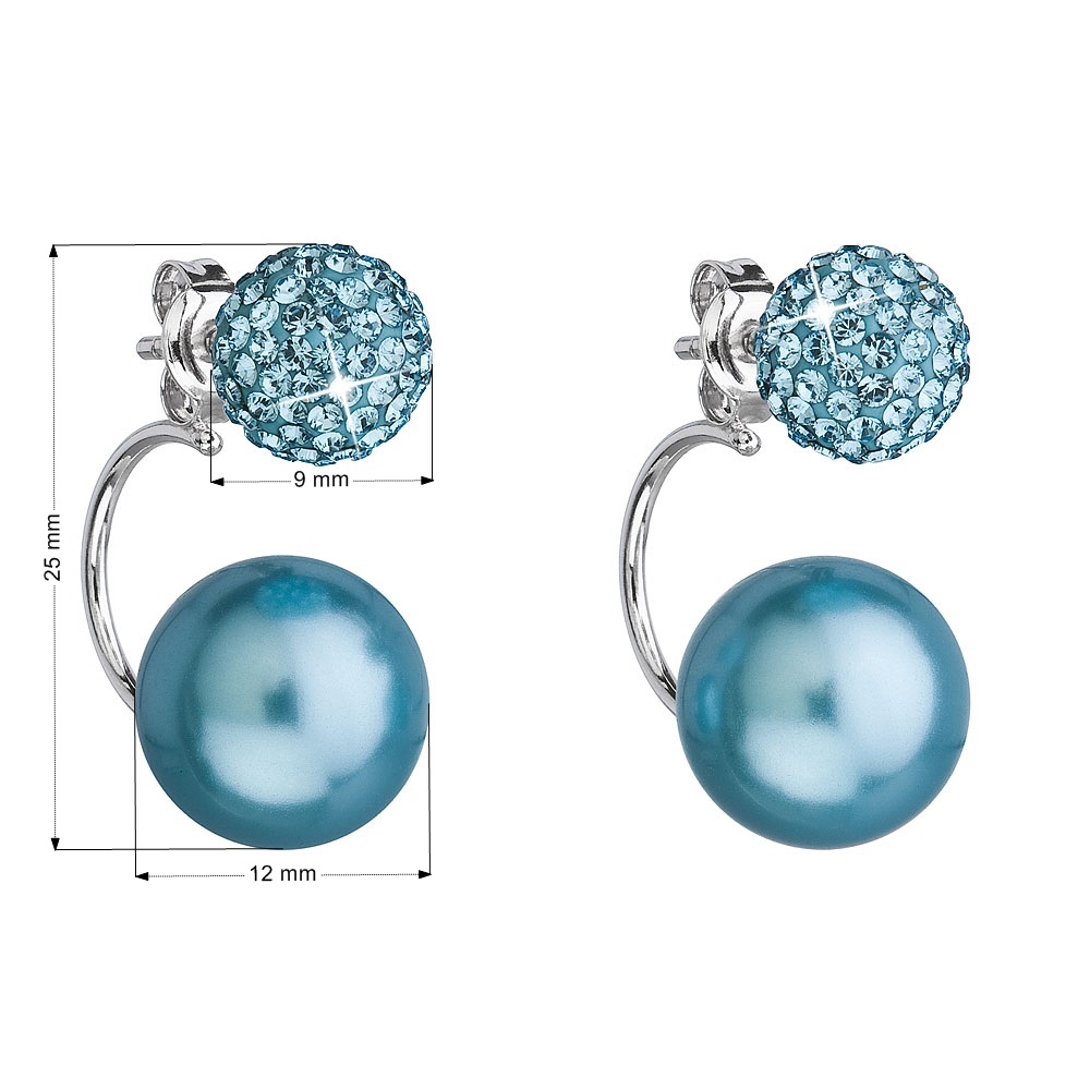 Strieborné zanáušnice s kamienkami Crystals from Swarovski ®, modré okrúhle