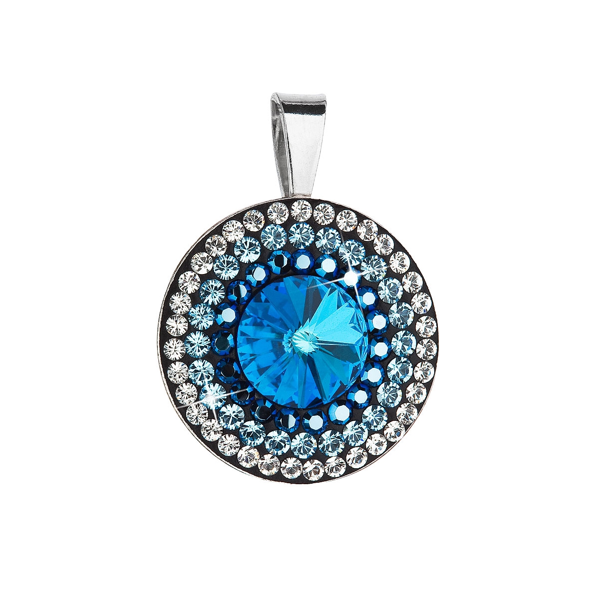 Strieborný prívesok rivoli s kamienkami Crystals from Swarovski ® Blue