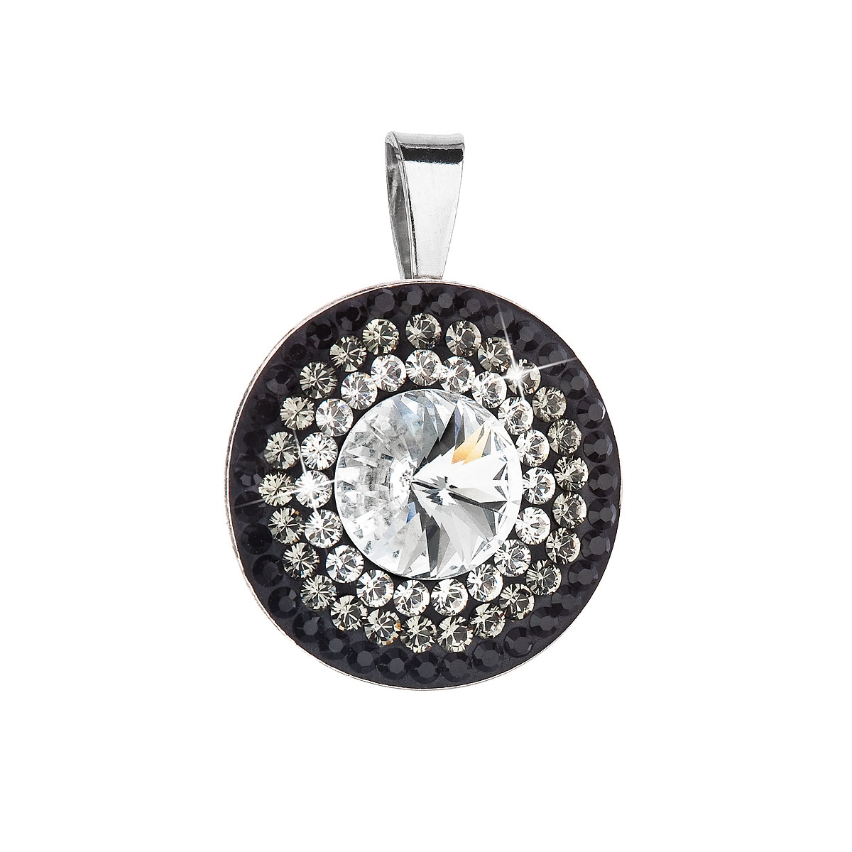 Strieborný prívesok rivoli s kamienkami Crystals from Swarovski ® Grey